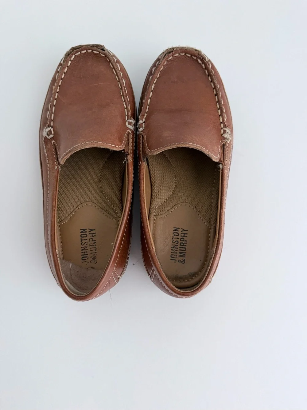 Kids Johnston & Murphy Brown Leather Slip-On Moccasins Loafers Boys Size 11M